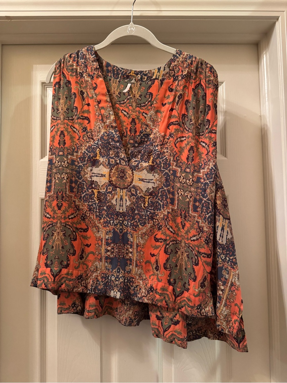 Free People Orange Paisley Medallion Sleeveless Tunic